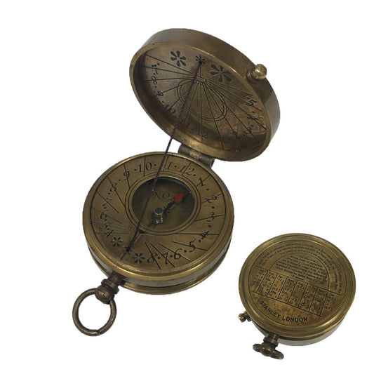 Antiqued Solid Brass Sundial Compass