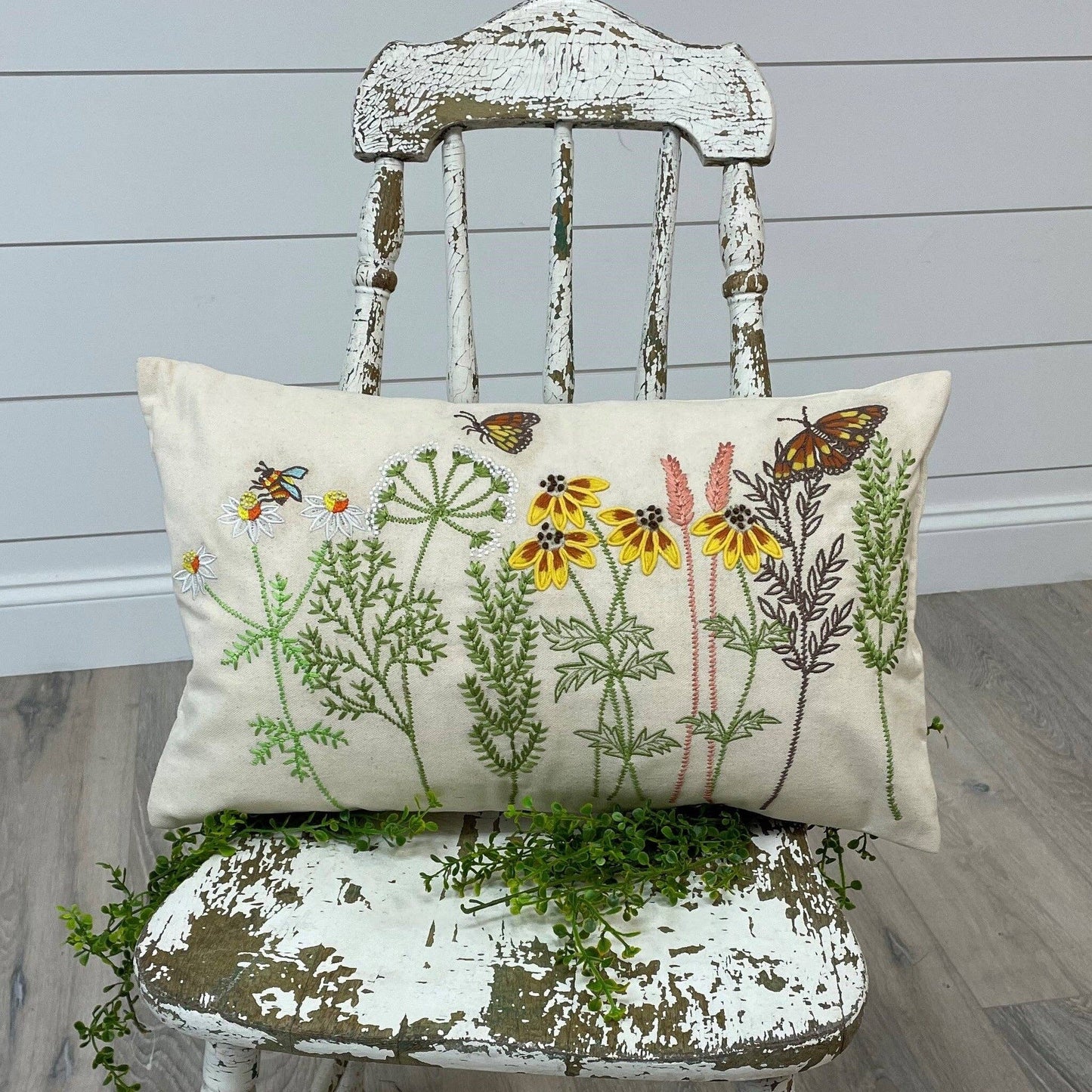 Pillow - Embroidered Wild Flowers (PC)