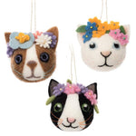 Cat Faces w/Flowers Ornaments