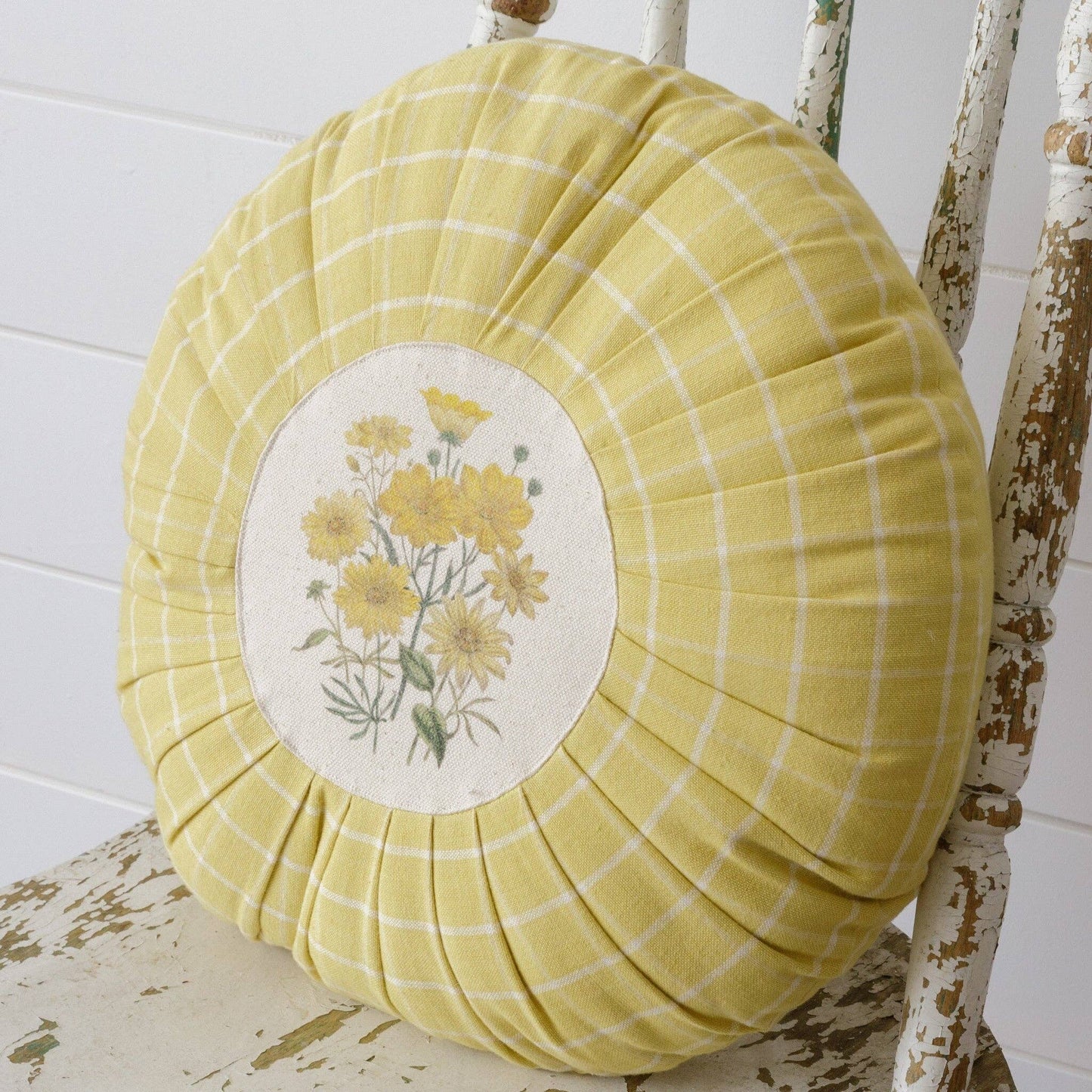 Round Pillow - Yellow Flowers (PC)