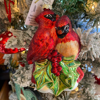 Glass Cardinal Couple Ornament