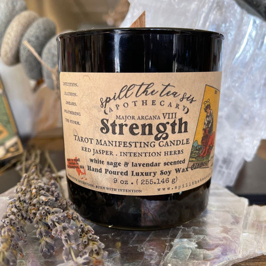 Strength Tarot Card Intention Soy Wax Candle - 9oz